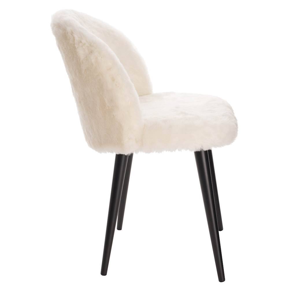 Alt View 11. Elle Decor - Modern Wood & Faux Fur Accent Chair - Cream.