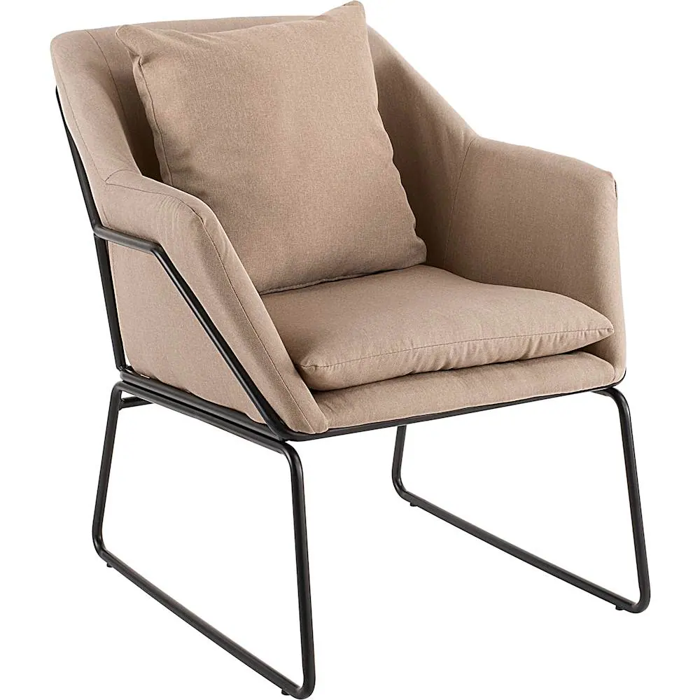 Angle. Elle Decor - Traditional Metal, Polyester & Polyester Blend Fabric Accent Chair - Taupe.
