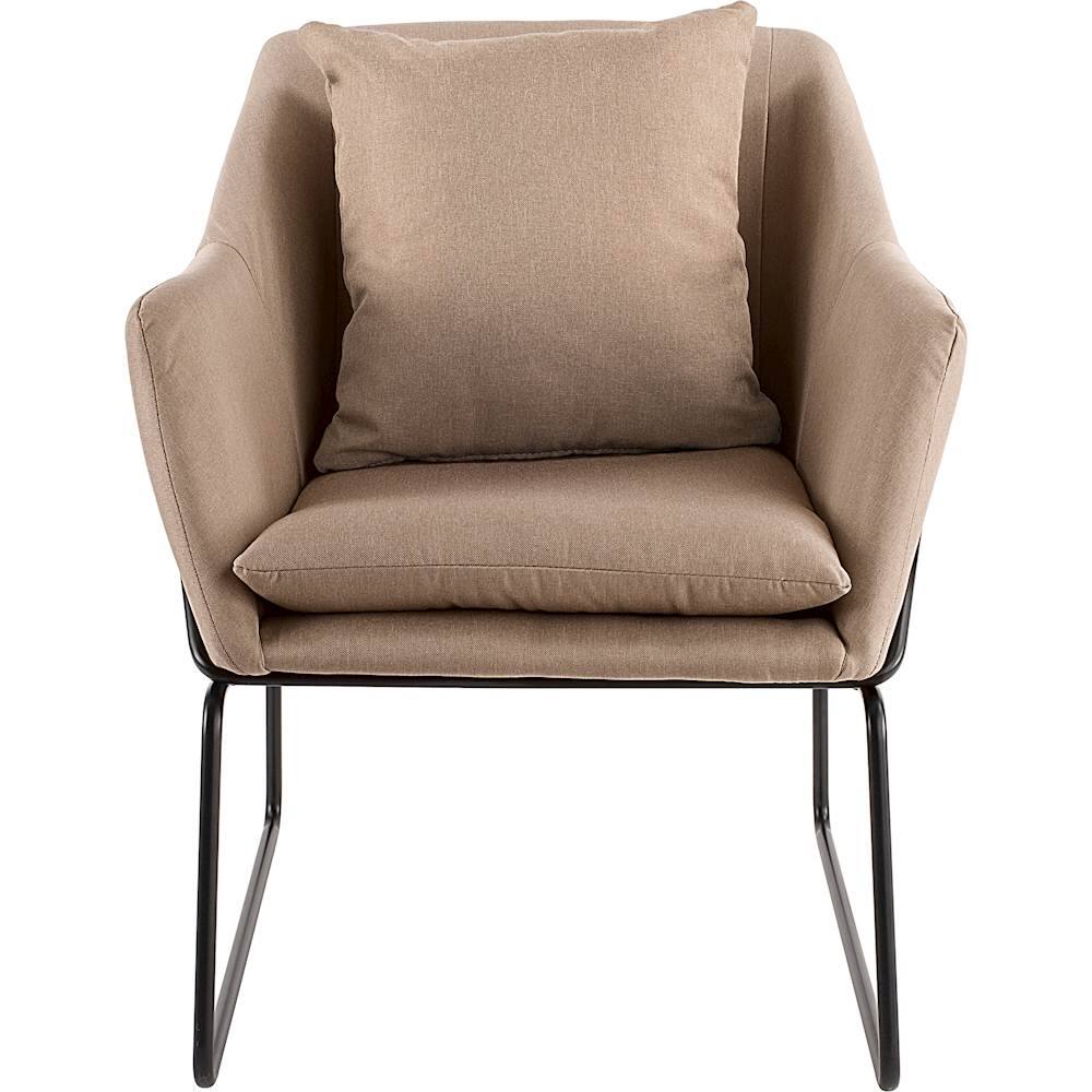 Front. Elle Decor - Traditional Metal, Polyester & Polyester Blend Fabric Accent Chair - Taupe.