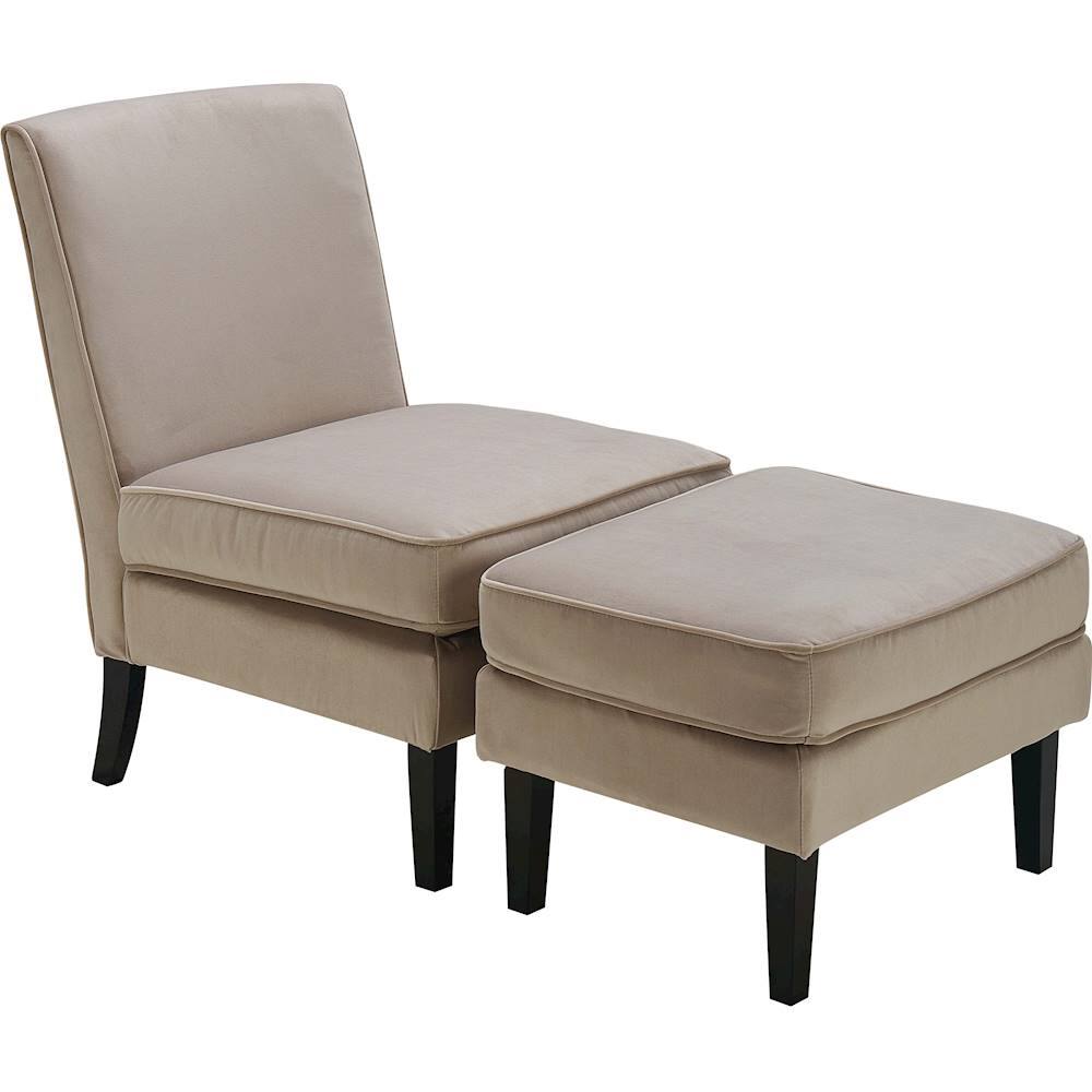 Angle. Elle Decor - Olivia Chair with Ottoman - Taupe.