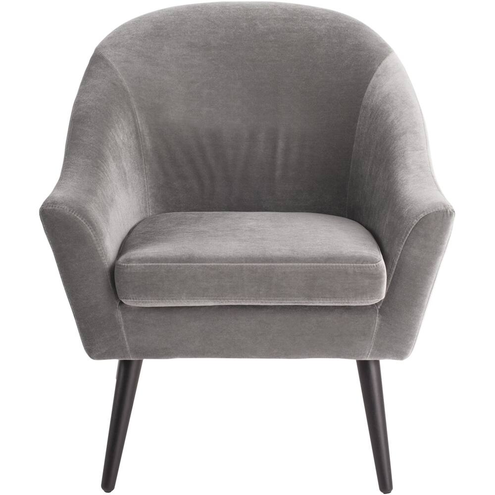 Front. Elle Decor - Elle Décor Modern Wood & Velvet Plush Accent Chair - French Gray.