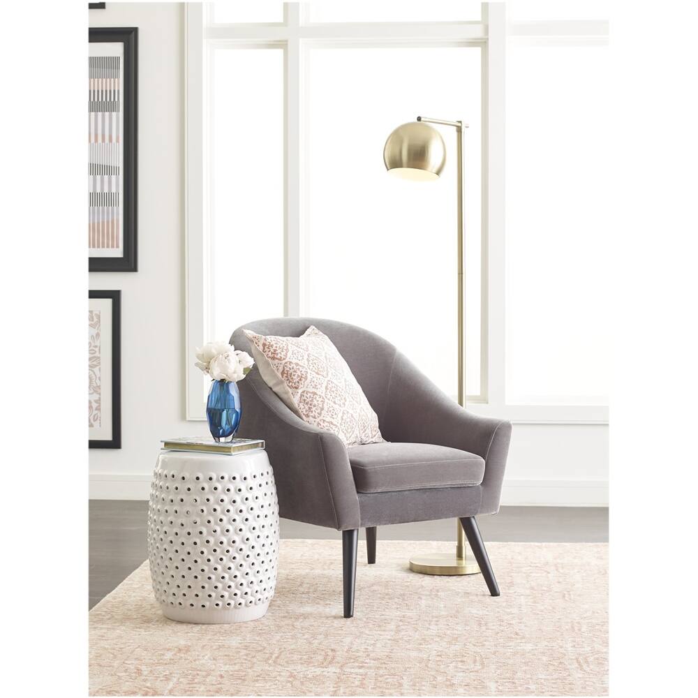Alt View 13. Elle Decor - Elle Décor Modern Wood & Velvet Plush Accent Chair - French Gray.
