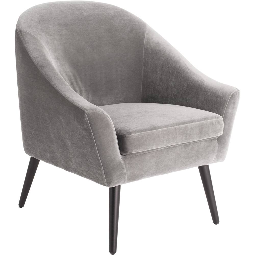 Left. Elle Decor - Elle Décor Modern Wood & Velvet Plush Accent Chair - French Gray.