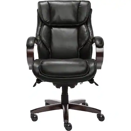 Front. La-Z-Boy - 5-Pointed Star Wood and Steel Executive Chair - Black.