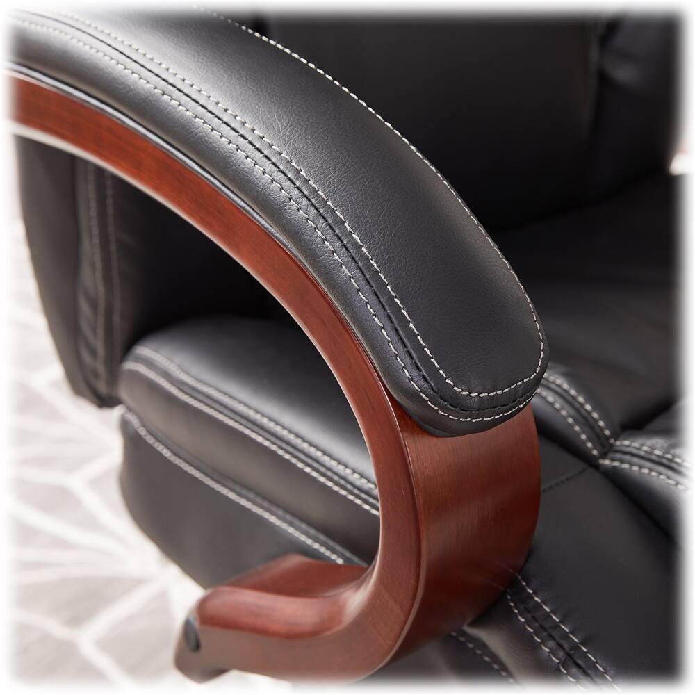 Alt View 15. La-Z-Boy - Big and Tall Executive Office Chair with Lumbar Support Ergonomic Desk Chair with Padded Arms & Adjustable Height - Black.