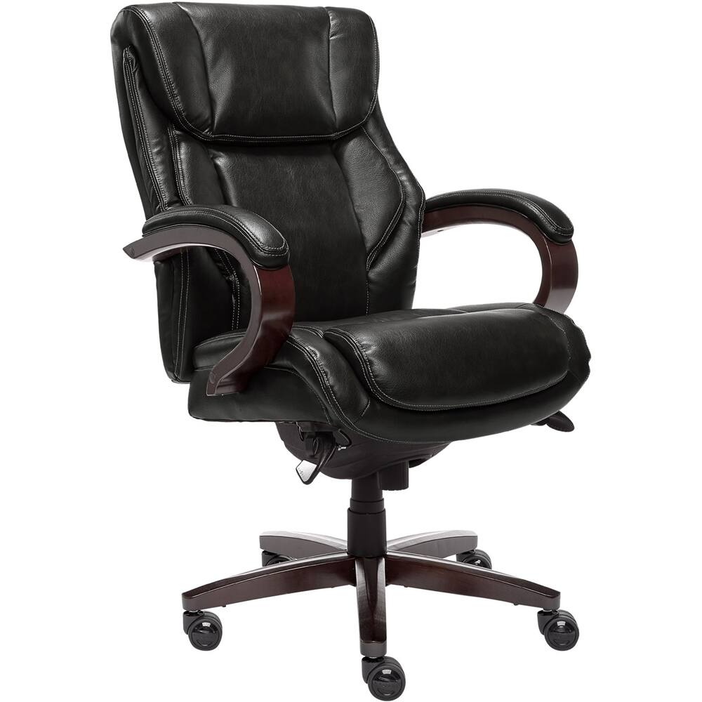 Left. La-Z-Boy - Big and Tall Executive Office Chair with Lumbar Support Ergonomic Desk Chair with Padded Arms & Adjustable Height - Black.