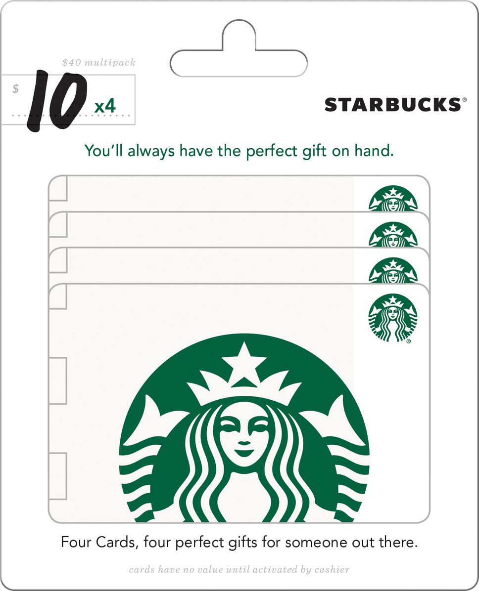 Starbucks 10 Gift Cards (4Pack) STARBUCKS 40 MP Best Buy