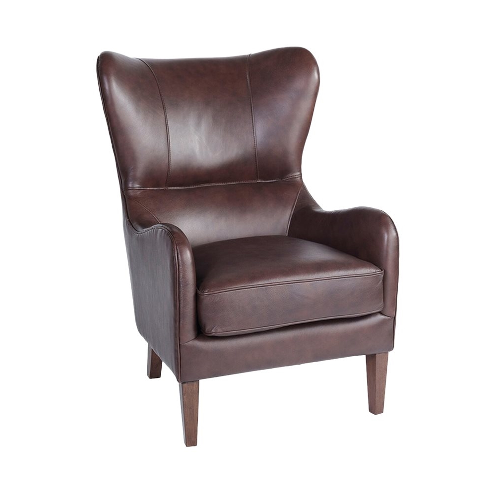Left View: Finch - Morgan Traditional Foam Wing Chair - Chocolate Brown