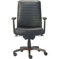 La-Z-Boy - Emerson Bonded Leather Ergonomic Swivel Executive Office Chair - Black - Front_Zoom