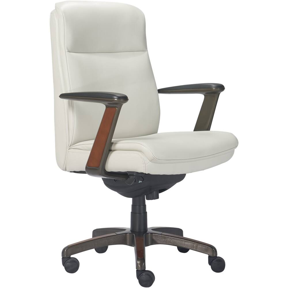 Left View: La-Z-Boy - Dawson Faux Leather and Wood Frame Executive Chair - White