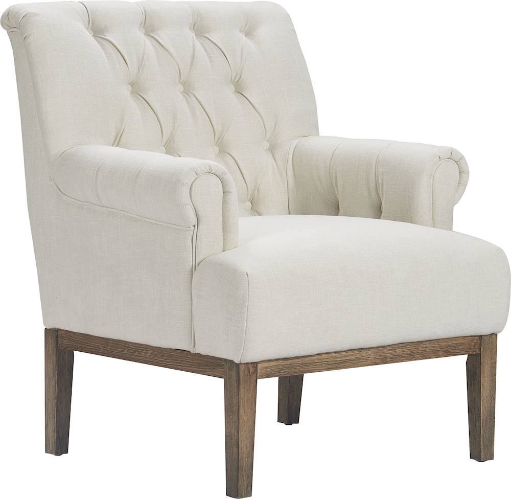 Angle View: Finch - Westport Vintage Polyester & Polyester Blend Fabric Accent Chair - Ivory Linen