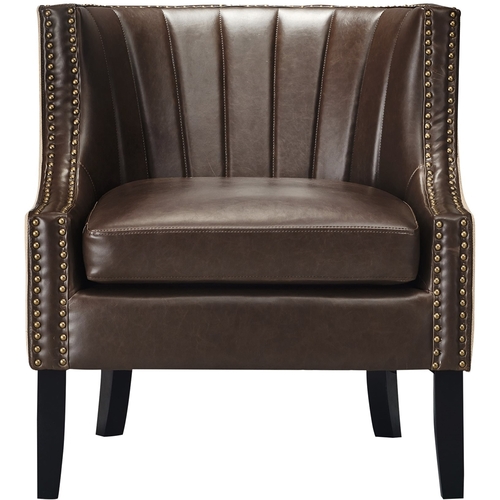 Finch - Traditional Faux Leather Accent Chair - Brown