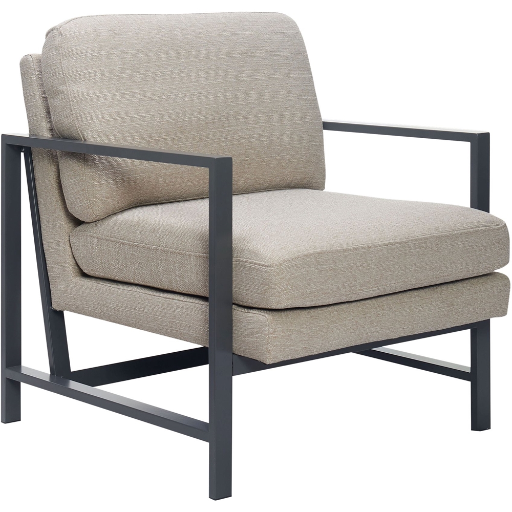 Left View: Finch - Contemporary Accent Chair - Linen