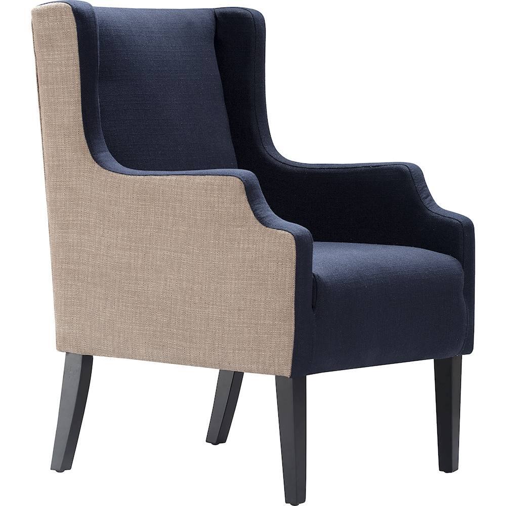 Angle View: Finch - Barton Traditional Armchair - Brown/Navy