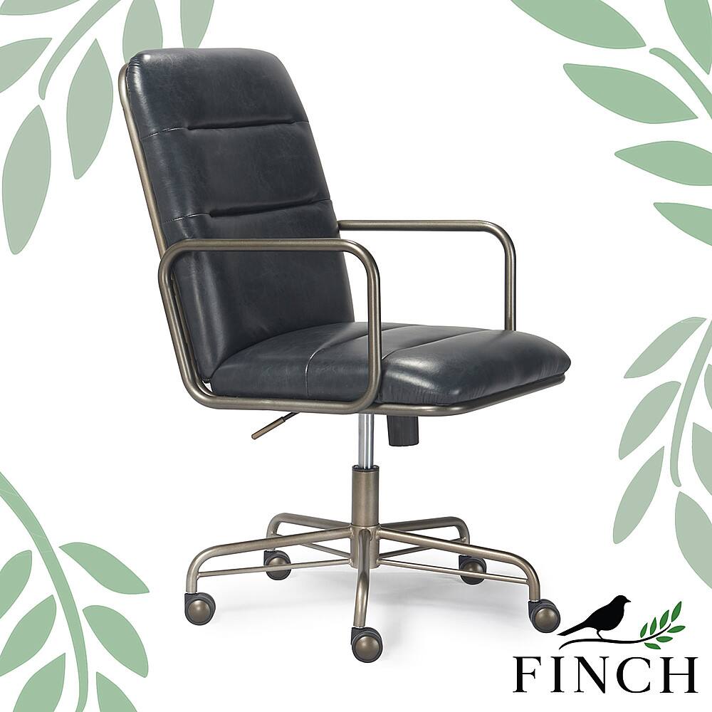 Left View: Finch - Franklin Bonded Leather Office Chair - Charcoal