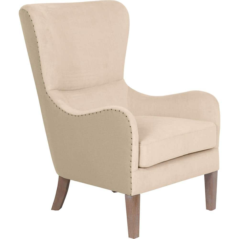 Angle View: Elle Decor - Wing Chair - Tan/Cream