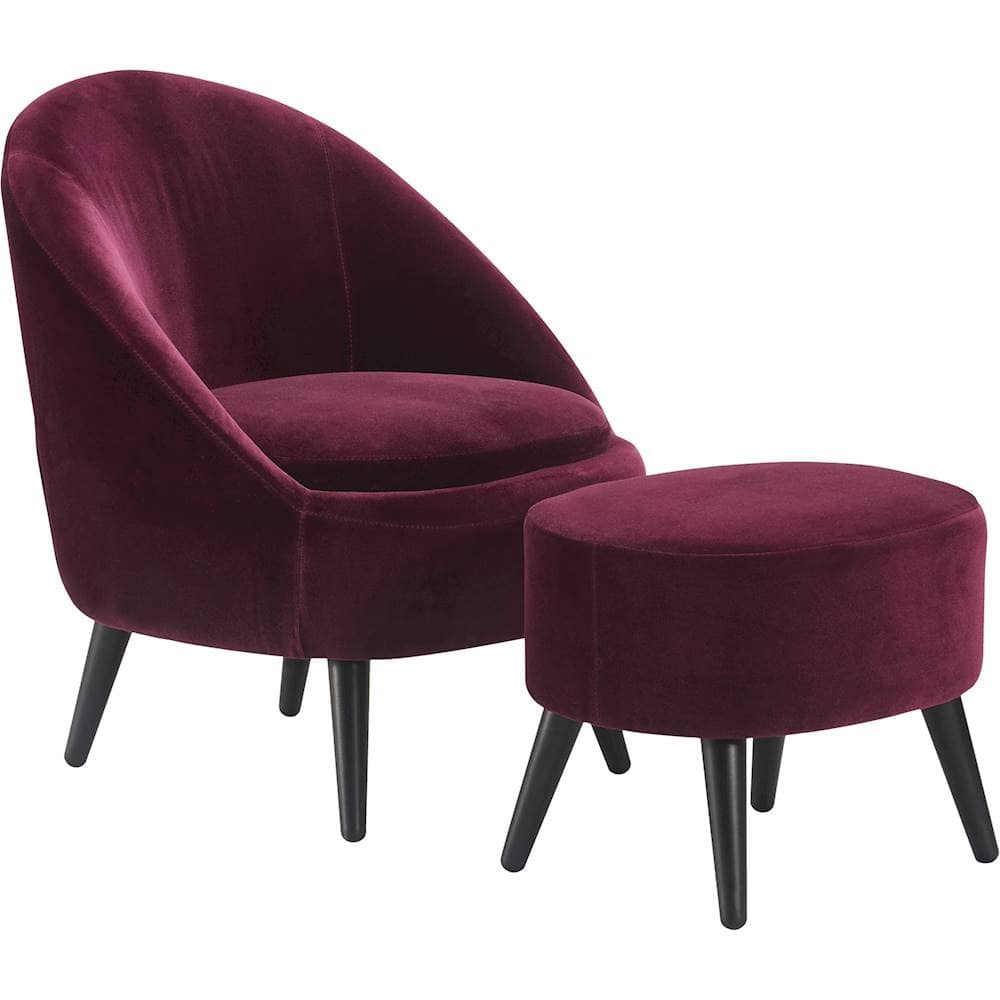 Angle View: Elle Decor - Nico Accent Chair with Ottoman - French Merlot Red