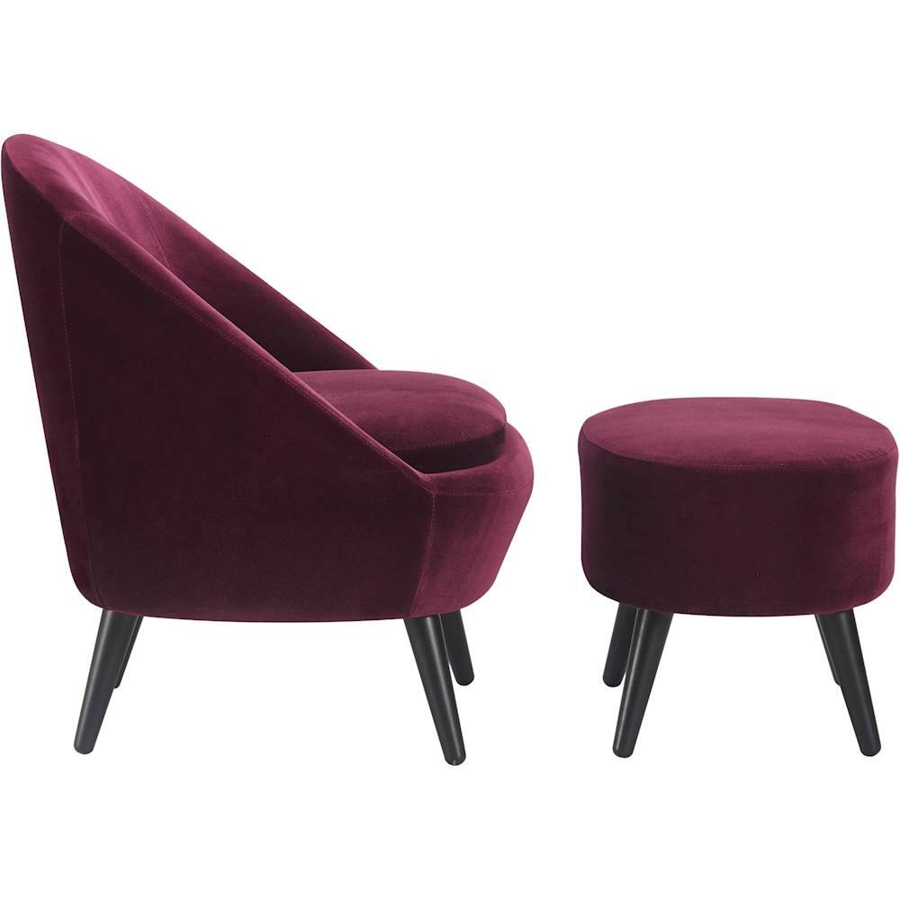 Alt View 14. Elle Decor - Nico Accent Chair with Ottoman - French Merlot Red.