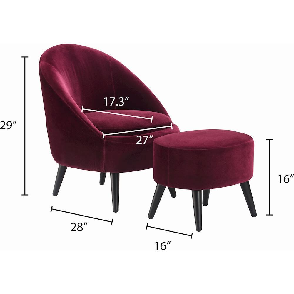 Alt View 19. Elle Decor - Nico Accent Chair with Ottoman - French Merlot Red.