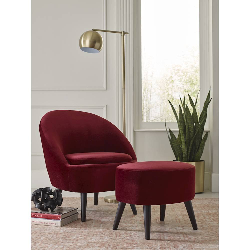 Alt View 20. Elle Decor - Nico Accent Chair with Ottoman - French Merlot Red.
