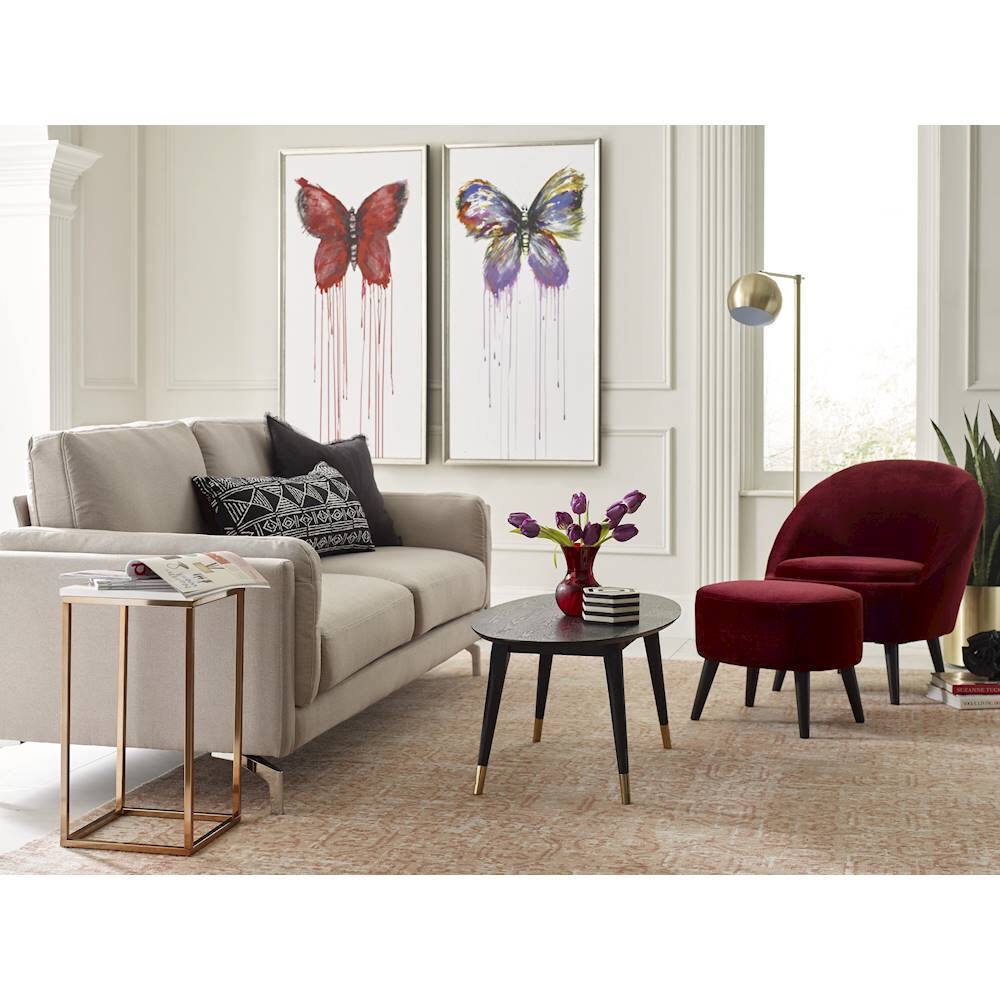 Alt View 21. Elle Decor - Nico Accent Chair with Ottoman - French Merlot Red.