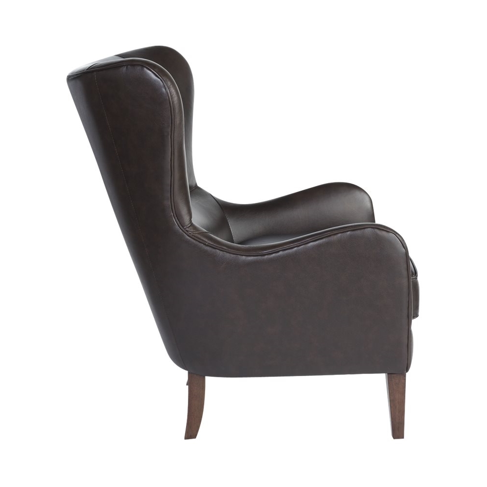 Left View: Finch - Morgan Traditional Foam Wing Chair - Espresso Brown