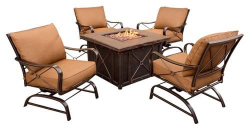 Front Zoom. Hanover - Summer Nights Series 5-Piece Fire Pit Set - Bronze.