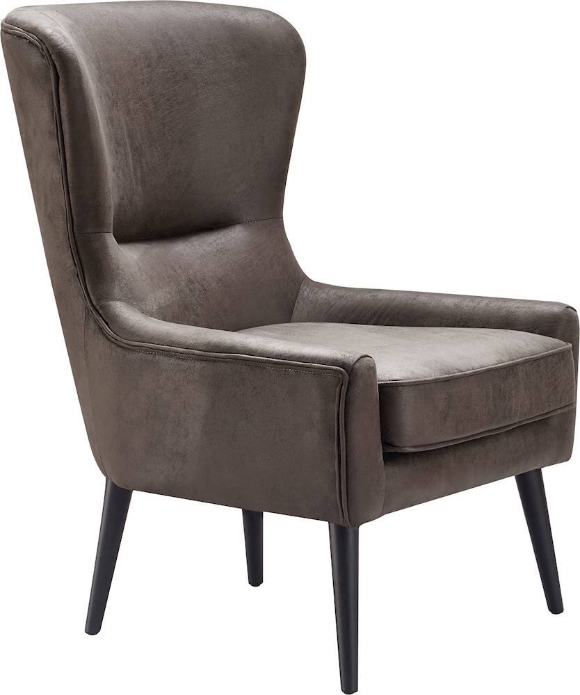 Angle View: Elle Decor - Sophie Mid-Century Modern Wood & Crushed Velvet Accent Chair - French Mauve