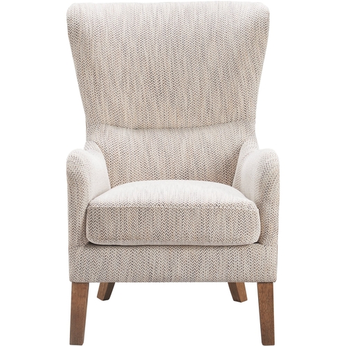 Finch - Mid-Century Wing Chair With Under Seat Storage Compartment - Brown/Herringbone Beige