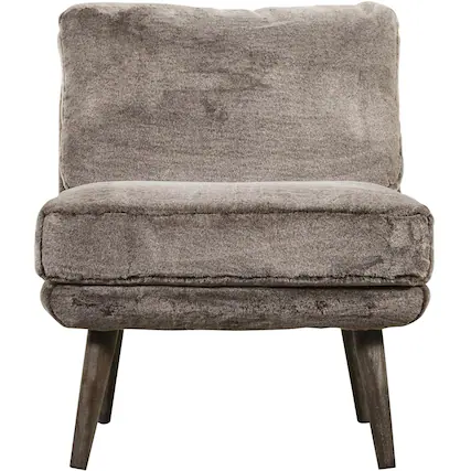 Front. Elle Decor - Sophie Mid-Century Modern Wood & Faux Fur Accent Chair - Mink Brown.