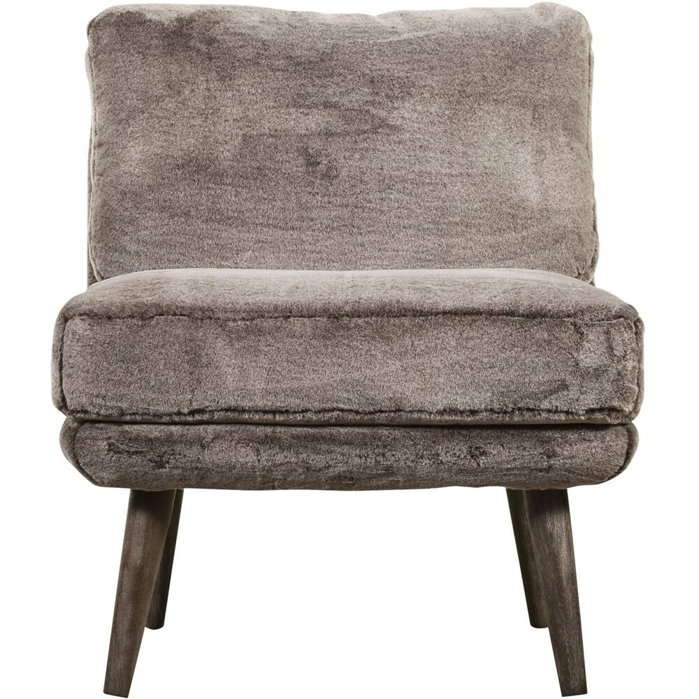 Front. Elle Decor - Sophie Mid-Century Modern Wood & Faux Fur Accent Chair - Mink Brown.