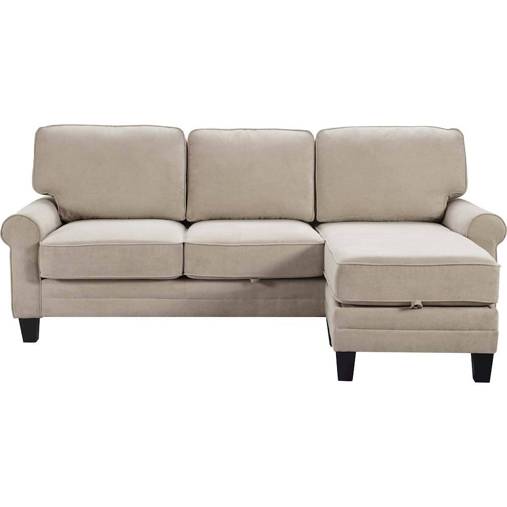 Front. Serta - Copenhagen L-Shaped Reversible Fabric 2-Piece Sectional - Soft Beige.