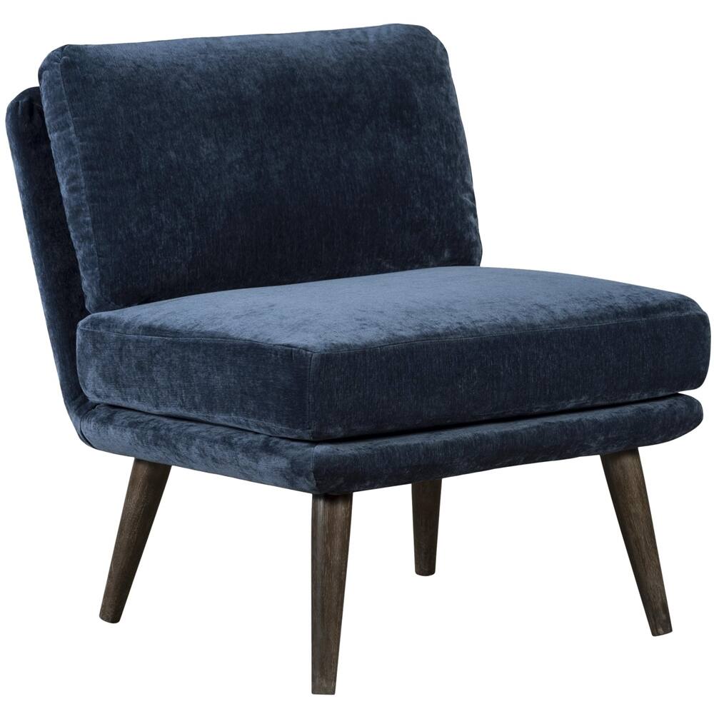 Left View: Finch - Mid-Century Modern Armchair - Navy Blue