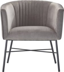 Adore Decor - 4-Leg Metal and Velvet Plush Accent Chair - Gray - Front_Zoom