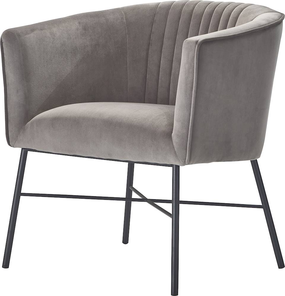 Left View: Adore Decor - 4-Leg Metal and Velvet Plush Accent Chair - Gray