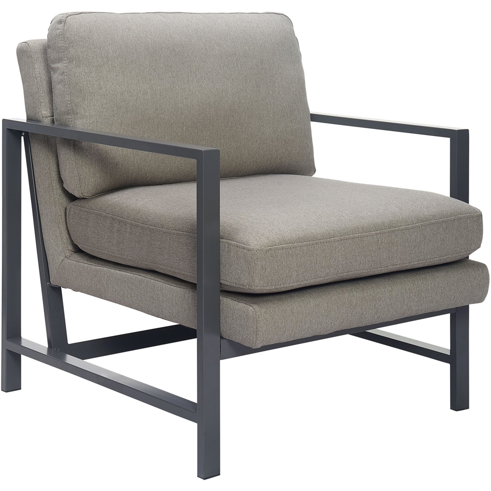 Left View: Finch - Contemporary Mid-Century Armchair - Gray/Bronze