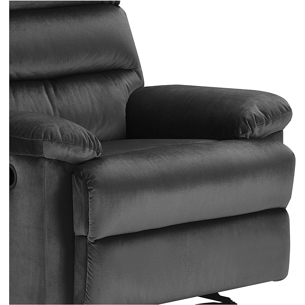 ProLounger Plush Low-Pile Velour Tufted Back Extra Large Wall Hugger Reclining Chair - Smoke Gray