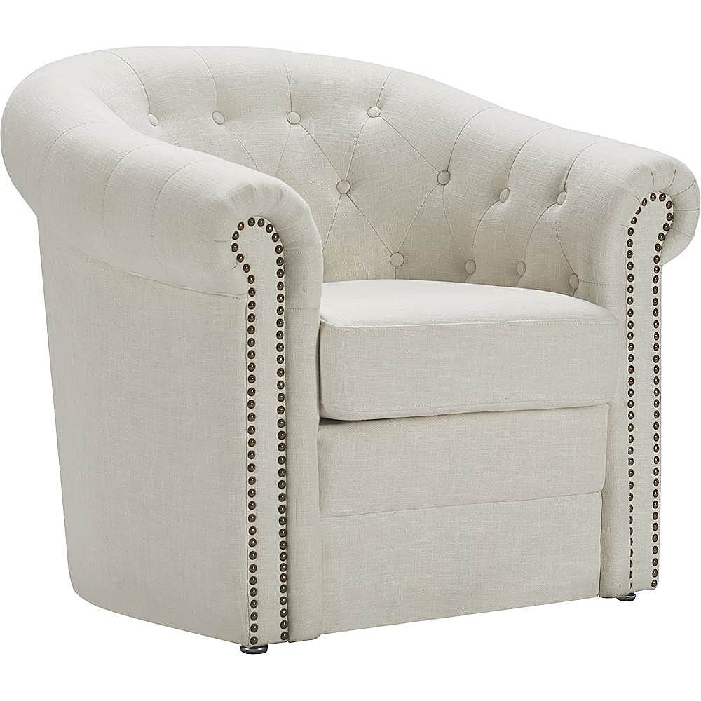 Angle View: Finch - Casual Vintage Armchair - Ivory Linen