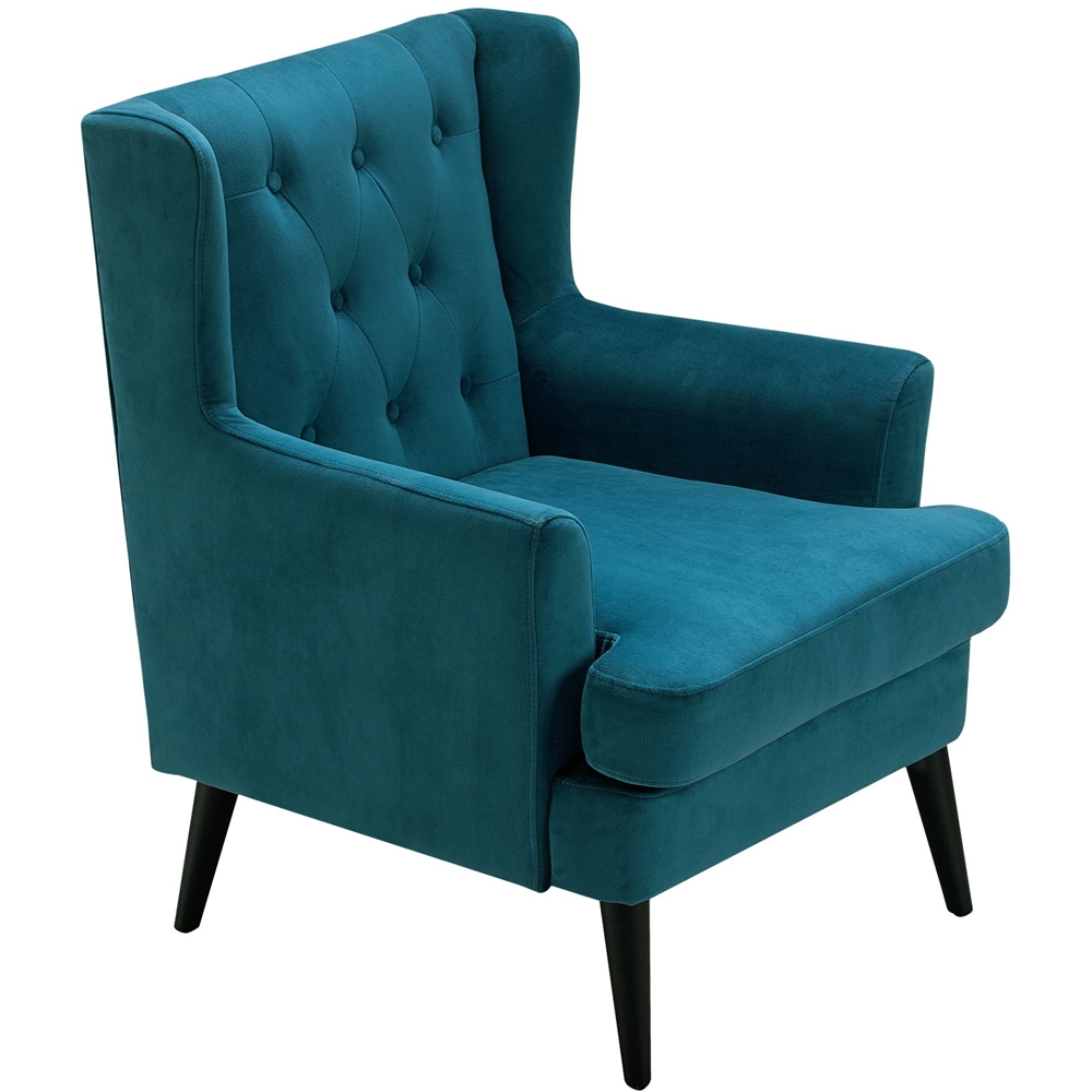Left View: Elle Decor - Traditional Wing Chair - French Teal