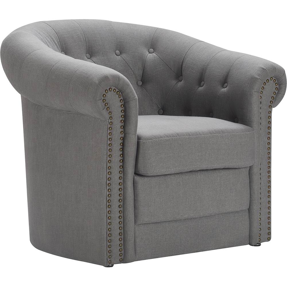Angle View: Finch - Westport Vintage Polyester & Polyester Blend Fabric Accent Chair - Antique Gray