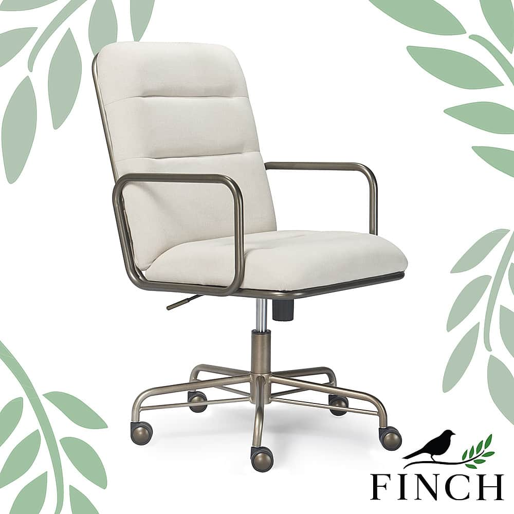 Left View: Finch - Franklin Bonded Leather Office Chair - Cream