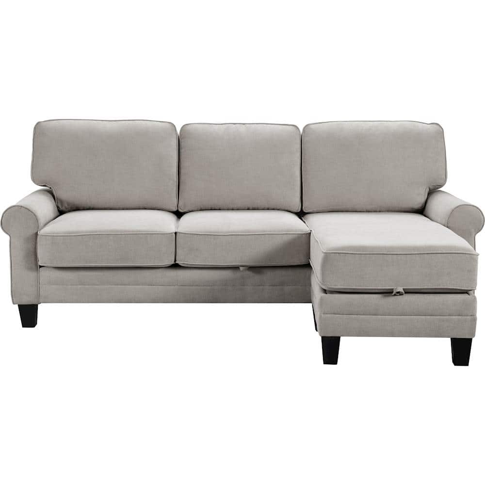 Front. Serta - Copenhagen L-Shaped Reversible Fabric 2-Piece Sectional - Light Gray.