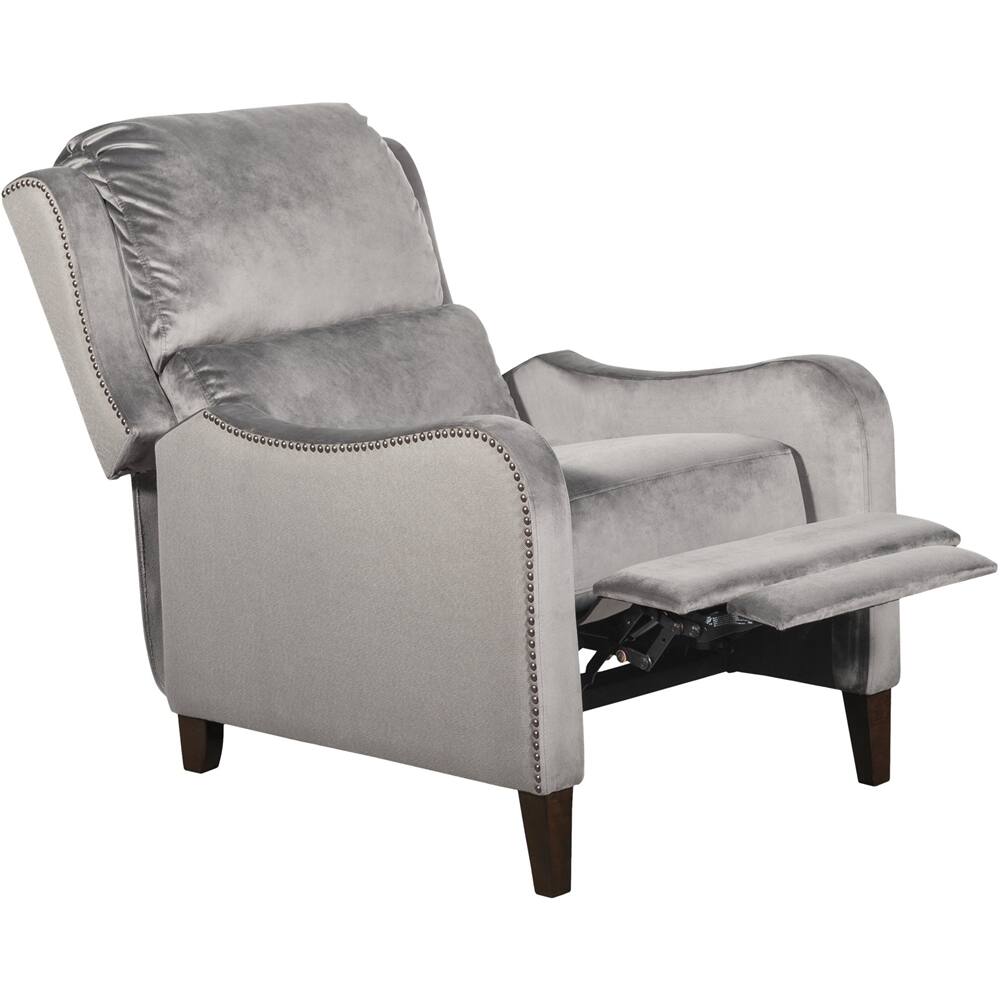 Left. Finch - Modern Recliner - Linen/Smoke Gray Velvet.