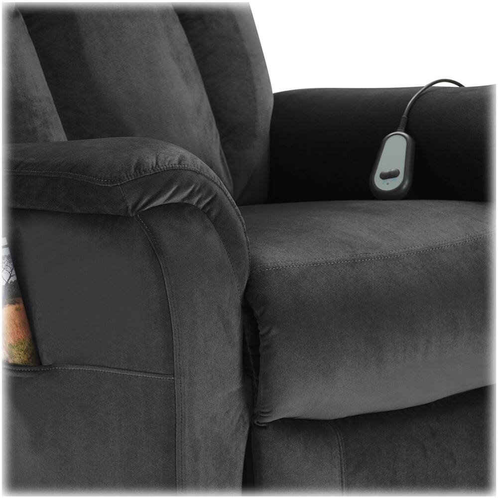 Best Buy Click Decor Casual Recliner With Storage Pockets Dark Gray