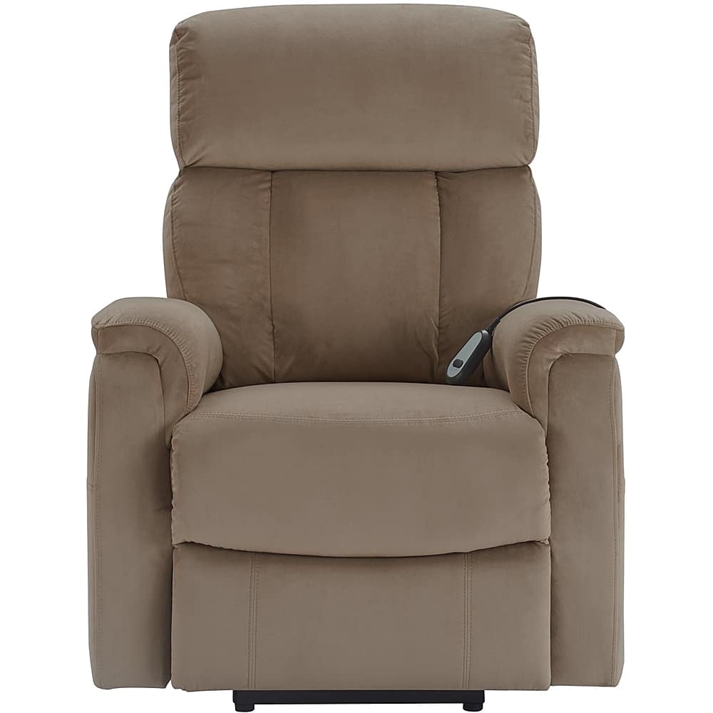 Front. Click Decor - Contemporary Recliner With Storage Pockets - Taupe.