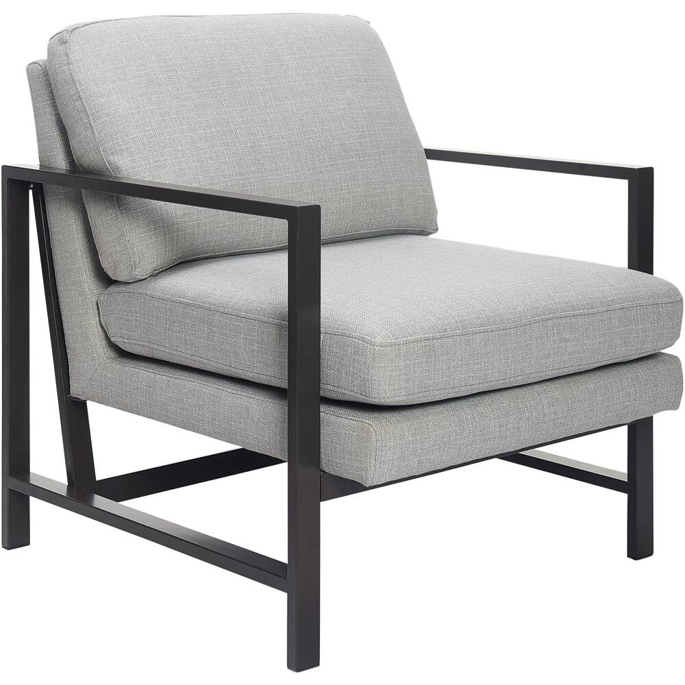 Left View: Finch - Contemporary Mid-Century Armchair - Gray/Light Gray