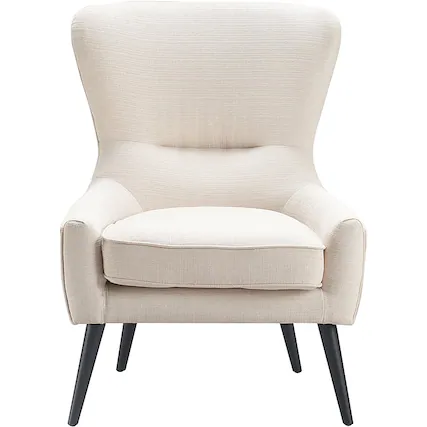 Front. Finch - Classic Wing Chair - Ivory.