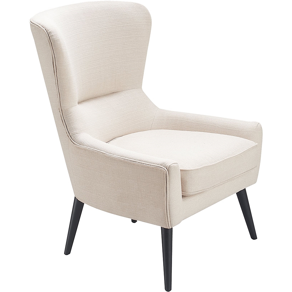 Left View: Finch - Classic Wing Chair - Ivory