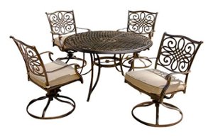 Hanover - Traditions Series Patio Dining Set (5-Piece) - Black - Front_Zoom