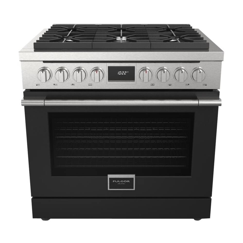 Front. Fulgor Milano - Professional Door Kit for Ranges - Matte Black.